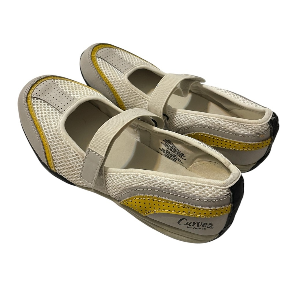 Curves for Women Mesh Mary Jane Comfort Gray/Yellow Shoes Size 7